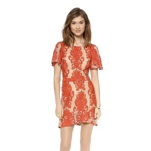 For Love & Lemons San Marcos Red Lace Mini Dress